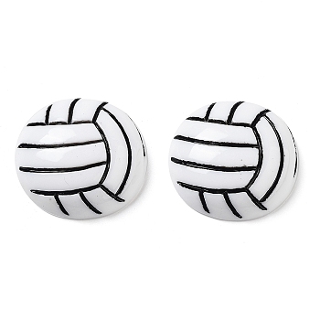 Opaque Resin Decoden Cabochons, Sport Ball, White, Volleyball, 24~25x7~8mm