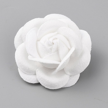 Camellia Shaped Velet Lapel Pin, Alloy Exquisite Brooch for Women, White, 48x50x25mm, Pin: 0.5mm