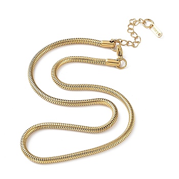Ion Plating(IP) 304 Stainless Steel Round Snake Chain Necklace, Real 18K Gold Plated, 15.87 inch(40.3cm)