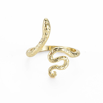 Snake Shape Rack Plating Alloy Cuff Rings, Open Rings, Cadmium Free & Lead Free, Light Gold, US Size 9 3/4(19.5mm)