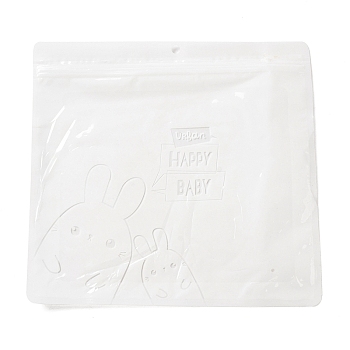 Rectangle Plastic Packaging Zip Lock Bags, Rabbit Print Top Self Seal Pouches, White, 24.8x26x0.01~0.15cm, Unilateral Thickness: 2.5 Mil(0.065mm)
