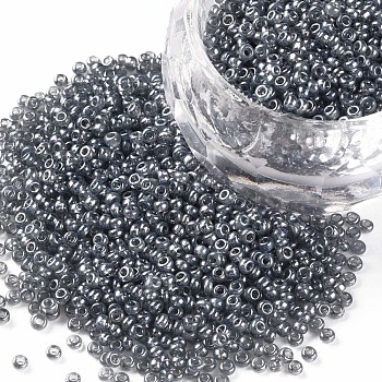 12/0 Grade A Round Glass Seed Beads, Transparent Colours Lustered, Gray, 12/0, 2x1.5mm, Hole: 0.3mm