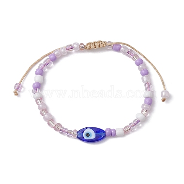 Evil Eye Lampwork & Glass Seed Braided Bead Bracelet(BJEW-JB09706)-3