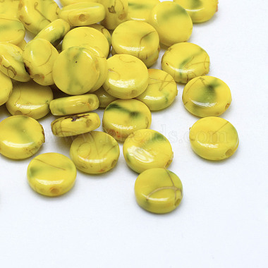 9mm Yellow Flat Round Acrylic Beads