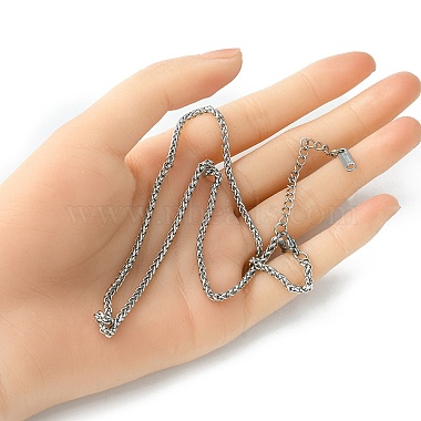 304 Stainless Steel Wheat Chain Necklace for Men Women(NJEW-YW0001-17)-4