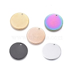 PVD Vacuum Plating 304 Stainless Steel Pendants, Mirror Polished Finish Blank Stamping Tag, Flat Round, Mixed Color, 20x1mm, Hole: 1.4mm, 5 colors, 6pcs/color, 30pcs/box(EJEW-UN0015-87)