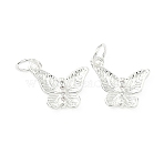 Brass Micro Pave Cubic Zirconia Charms, Butterfly, with Jump Ring, Cadmium Free & Lead Free, Rack Plating, Long-Lasting Plated, 925 Sterling Silver Plated, 10x12.5x2mm, Hole: 3.5mm(KK-H532-15S)