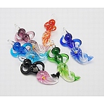 Handmade Inner Flower Lampwork Big Pendants, Mermaid, Mixed Color, Size: about 33mm wide, 62mm long, 14mm thick, hole: 6mm(X-LAMP-A140-M)