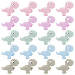 20Pcs 5 Colors Dinosaur Food Grade Eco-Friendly Silicone Beads, Mixed Color, 27x31x8mm, Hole: 2mm, 4pcs/color(SIL-DR0001-02)