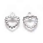 Non-Tarnish 304 Stainless Steel Open Charms, Heart Ring, Stainless Steel Color, 12.5x10x0.8mm, Hole: 1.1mm(STAS-E474-14)