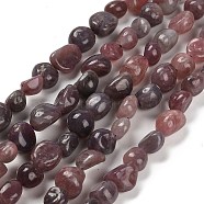 Natural Rose Quartz Beads Strands, Nuggets, Tumbled Stone, 7~13x4.5~10x4.5~10mm, Hole: 1.2mm, about 44~46pcs/strand, 15.08~16.14 inch(38.3~41cm)(G-P497-01E-07)