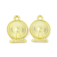 Rack Plating Alloy Pendants, Round with Noria, Golden, 19x14x3mm, Hole: 2mm(FIND-M022-03G)