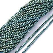 Electroplate Glass Beads Strands, Full Plated, Round, Green Plated, 2.5mm, Hole: 0.7mm, about 177pcs/Strand, 14.09 inch(35.8cm)(EGLA-K014-A-FP06)