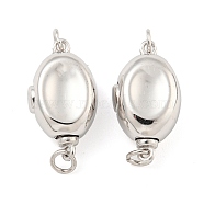 925 Sterling Silver Box Clasps, Bean Shape, Real Platinum Plated, 9x16x6mm, Hole: 2.4mm(STER-B005-44P-01)