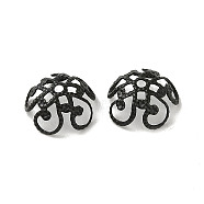 304 Stainless Steel Bead Caps, Flower, Black, 10.5x9.5x4.5mm, Hole: 1.2mm(STAS-P363-07EB)