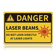 UV Protected & Waterproof Aluminum Warning Signs, DANGER LASER BEAMS NO NOT LOOK DIRECTLY AT LASER LIGHTS, Yellow, 200x300x0.9mm(AJEW-WH0111-K18)