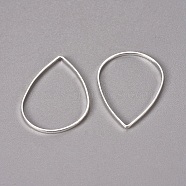 Brass Links, teardrop, plated in Silver Color Plated, about 17mm wide, 25mm long, 1mm thick, hole: about 17mm(X-EC03117x25mm-S)