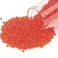 TOHO Round Seed Beads, Japanese Seed Beads, (165) Transparent AB Light Siam Ruby, 11/0, 2.2mm, Hole: 0.8mm, about 1110pcs/10g(X-SEED-TR11-0165)