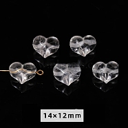 Natural Quartz Crystal Carved Beads, Rock Crystal Beads, DIY Jewelry Accessories, Heart, 14x12mm(PW-WG47223-02)
