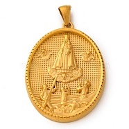 Religion Golden Tone 304 Stainless Steel Pendants, Oval Charm, Jesus, 40x26x3.5mm, Hole: 4.8x3mm(STAS-K289-01G-01)