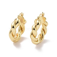 Rack Plating Brass Twist Rope Thick Hoop Earrings for Women, Cadmium Free & Lead Free, Real 18K Gold Plated, 32.5x28x7mm, Pin: 0.7x1mm(X-EJEW-G315-03G)