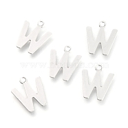 201 Stainless Steel Charms, Alphabet, Letter.W, 12x10.1x0.6mm, Hole: 1.4mm(STAS-C021-06P-W)