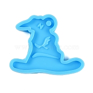 Witch Hat DIY Silicone Pendant Molds, Resin Casting Molds, for UV Resin, Epoxy Resin Craft Making, Deep Sky Blue, 65x75x8.5mm, Hole: 5mm(SIMO-G002-02)