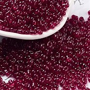 Glass Seed Beads, Transparent Colours, Peanut, Purple, 2~2.5x4x2mm, Hole: 0.8~0.9mm, about 15000pcs/pound(SEED-A033-03A-02)