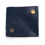 Leather Data Cables Storage Bands, with Alloy Snap Button, Square, Midnight Blue, 72x72x5.5mm(AJEW-WH0230-35A)