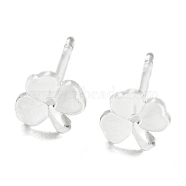 Resin Stud Earring Findings, Shamrock Earring for Saint Patrick Day, Clear, 5.5x5.5mm, Pin: 0.8mm(FIND-H046-13)