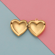 Stainless Steel Locket Pendants, Photo Frame Charms for Necklaces, Heart, Golden, 26x22.6mm(HEAR-PW0001-067G)