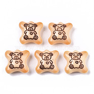 Resin Decoden Cabochons, Imitation Food Biscuits, Bear, PeachPuff, 19x19x9mm(CRES-N022-111)