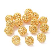 Rack Plating Brass Hollow Beads, Cadmium Free & Lead Free, Round, Real 18K Gold Plated, 8mm, Hole: 1.2mm(X-KK-P219-01A-G01)
