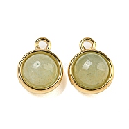 Natural Green Aventurine Half Round Charms, Real 14L Gold Plated 304 Stainless Steel Charms, 13.5x10.5x7mm, Hole: 1.8mm(STAS-L080-009G-03)