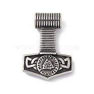 304 Stainless Steel Manual Polishing Pendants, Thor's Hammer, Antique Silver, 42x30x7.5mm, Hole: 6mm(X-STAS-G267-20AS)