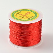 Gold Line Round String Polyester Cords, Red, 2mm, about 109.36 yards(100m)/roll(OCOR-F002-700)