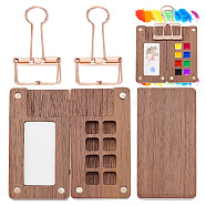 Wood Watercolor Paints Palette Box, with 8 Grids, Painting Storage Box, for Art Painting Paints Storage Container, with Magnetic Clasp and Iron Clips, Camel, 6.6x3.5x2cm(AJEW-WH0258-828)