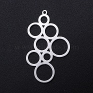 201 Stainless Steel Pendants, Filigree Joiners Findings, Laser Cut, Bubble, Stainless Steel Color, 40x24x1mm, Hole: 1.4mm(STAS-S105-JN917-1)