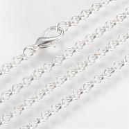 Iron Rolo Chains Necklace Making, with Lobster Clasps, Soldered, Silver Color Plated, 29.5 inch(75cm)(MAK-R015-75cm-S)