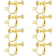 Rack Plated Brass Screw Clip-on Earring Findings, Spiral Ear Clip, Golden, 13x17x4.5mm, Hole: 1.6mm(KK-YW0001-10G)