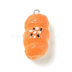 Resin Imitation Food Pendants, Cartoon Bear Bread Charms with Platinum Plated Iron Loops, Food, 15x14mm, Hole: 2mm(FIND-U001-02L)