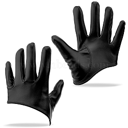 1 Pair PU Leather Half Palm Gloves, Black, 175x88x3mm(AJEW-CL0001-40A)