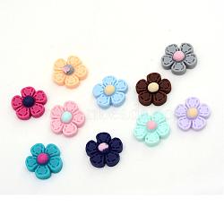 Resin Cabochons, Flower, Mixed Color, 11.5~12x12~12.5x4~4.2mm(CRES-S299-M7)