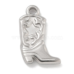 Anti-Tarnish 304 Stainless Steel Pendants, Boot Charm, Stainless Steel Color, 20.5x13.5x3mm, Hole: 2mm(STAS-D197-17P)