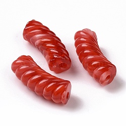 Two Tone Opaque Acrylic Beads, Curved Tube, FireBrick, 35x14x11.5mm, Hole: 3.2mm, about 152pcs/500g(OACR-A016-06D)