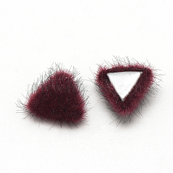 Faux Mink Fur Covered Cabochons, with Aluminum Bottom, Triangle, Dark Red, 12x13x5mm(X-WOVE-S084-20A)