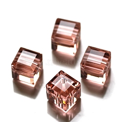 K9 Glass, Imitation Austrian Crystal Beads, Grade AAA, Faceted, Cube, Light Salmon, 5~5.5x5~5.5x5~5.5mm(size within the error range of 0.5~1mm), Hole: 0.7~0.9mm(SWAR-F074-6x6mm-30)