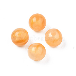Opaque Acrylic Beads, Two Tone Color, with Glitter Powder, Round, Sandy Brown, 11.5x11mm, Hole: 2mm, about 520pcs/500g(MACR-N009-014A-03)