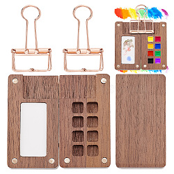 Wood Watercolor Paints Palette Box, with 8 Grids, Painting Storage Box, for Art Painting Paints Storage Container, with Magnetic Clasp and Iron Clips, Camel, 6.6x3.5x2cm(AJEW-WH0258-828)