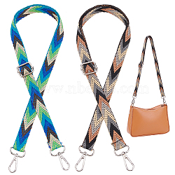 WADORN 2Pcs 2 Colors Arrow Pattern Adjustable Polyester Webbing Bag Straps, with Alloy Swivel Clasp, Mixed Color, 76.1~138x2.2cm, 1pc/color(PURS-WR0001-24B)